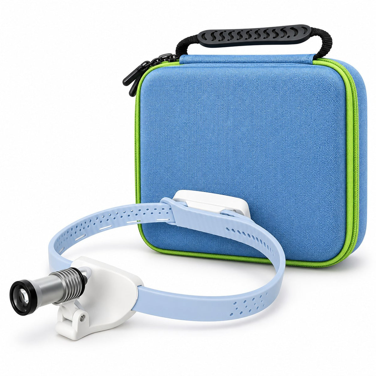 Estuche protector junto a la lámpara frontal A100