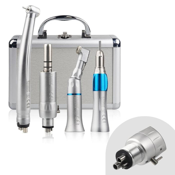 Set with 4 Dental handpieces of High and Low speed with LED Light
